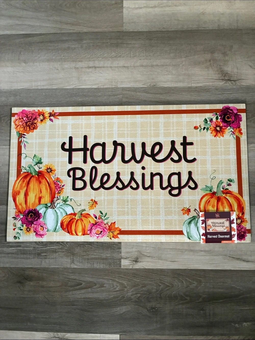 NWT- Harvest Blessings- Fall Doormat with Anti Skid Rubber Back 16x28